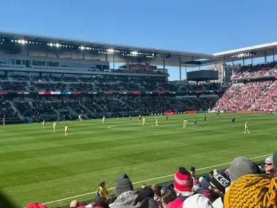 The field at Energizer Park during a St. Louis CITY SC match
